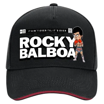 Rocky Balboa, DRILL Adult Ultimate Hat BLACK/RED, (100% COTTON, ADULT, UNISEX, ONE SIZE)