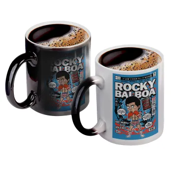 Rocky Balboa, Color changing magic Mug, ceramic, 330ml when adding hot liquid inside, the black colour desappears (1 pcs)
