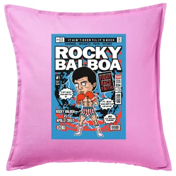 Rocky Balboa, Μαξιλάρι καναπέ ΡΟΖ 100% βαμβάκι, περιέχεται το γέμισμα (50x50cm)