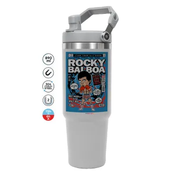Rocky Balboa, GREY color, 890ml (30oz) stainless Steel Tumbler with Handle
