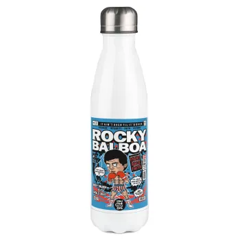 Rocky Balboa, Μεταλλικό παγούρι θερμός Λευκό (Stainless steel), διπλού τοιχώματος, 500ml