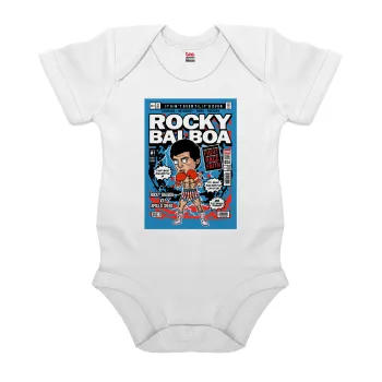 Rocky Balboa, Βρεφικό φορμάκι μωρού, 0-24 μηνών, ΛΕΥΚΟ, 100% Organic Cotton, κοντομάνικο