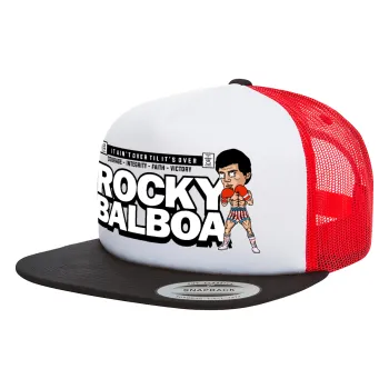Rocky Balboa, Καπέλο Ενηλίκων Foam Flat Snapback με Δίχτυ Μαύρο-Λευκό-Κόκκινο (POLYESTER, ΕΝΗΛΙΚΩΝ, UNISEX, ONE SIZE)