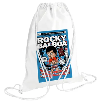 Rocky Balboa, Backpack pouch GYMBAG white (28x40cm)