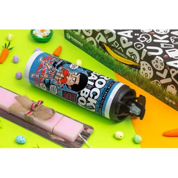 Rocky Balboa, Easter candle,Travel Tumbler 2 Lids, with metal straw & cleaning brush & aromatic flat candle (30cm) (PINK)