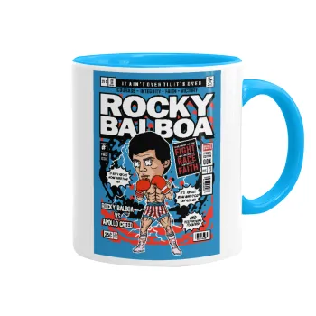 Rocky Balboa, Mug colored light blue, ceramic, 330ml