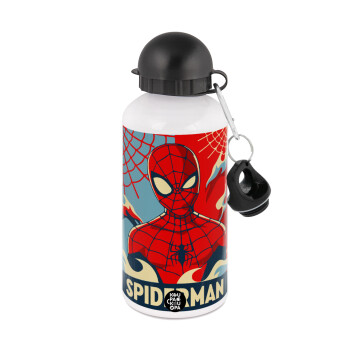 Spiderman kid, Μεταλλικό παγούρι νερού, Λευκό, αλουμινίου 500ml