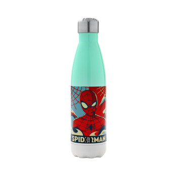 Spiderman kid, Μεταλλικό παγούρι θερμός Πράσινο/Λευκό (Stainless steel), διπλού τοιχώματος, 500ml
