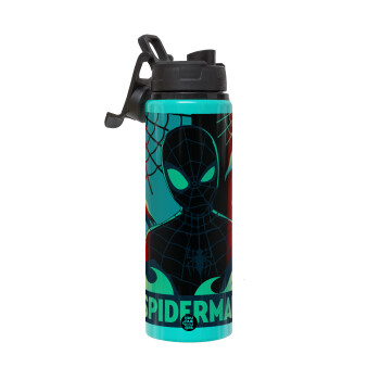 Spiderman kid, Μεταλλικό παγούρι νερού με καπάκι ασφαλείας, αλουμινίου 850ml