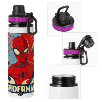 Spiderman kid, Μεταλλικό παγούρι νερού με καπάκι ασφαλείας, αλουμινίου 850ml