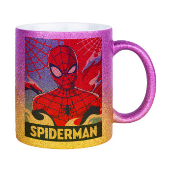 Spiderman kid, Κούπα Χρυσή/Ροζ Glitter, κεραμική, 330ml