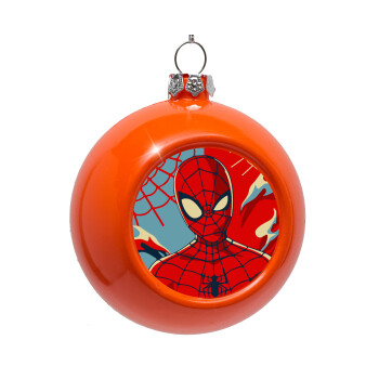Spiderman kid, Στολίδι Χριστουγεννιάτικη μπάλα δένδρου Πορτοκαλί 8cm