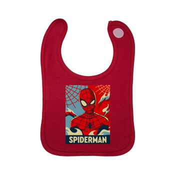 Spiderman kid, Σαλιάρα με Σκρατς Κόκκινη 100% Organic Cotton (0-18 months)