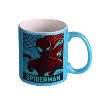 Spiderman kid, Κούπα Σιέλ Glitter που γυαλίζει, κεραμική, 330ml