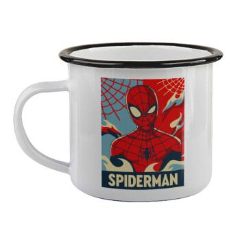 Spiderman kid, Κούπα εμαγιέ με μαύρο χείλος 360ml