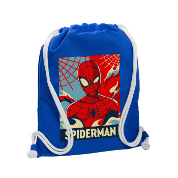 Spiderman kid, Backpack pouch GYMBAG Blue, with pocket (40x48cm) & thick cords