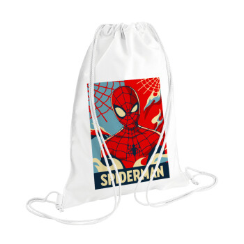 Spiderman kid, Τσάντα πλάτης πουγκί GYMBAG λευκή (28x40cm)