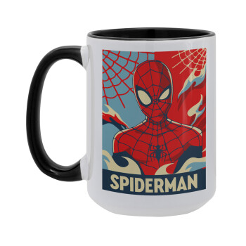 Spiderman kid, Κούπα Mega 15oz, κεραμική Μαύρη, 450ml