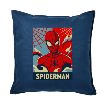 Spiderman kid, Μαξιλάρι καναπέ Μπλε 100% βαμβάκι, περιέχεται το γέμισμα (50x50cm)