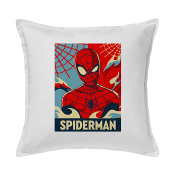 Spiderman kid, Μαξιλάρι καναπέ ΛΕΥΚΟ 100% βαμβάκι, περιέχεται το γέμισμα (50x50cm)