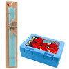 Easter Set, children's snack container BLUE & Easter aromatic flat candle (30cm) (TURQUOISE)