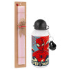 Easter Set, metallic aluminum bottle (500ml) & aromatic flat Easter candle (30cm) (PINK)