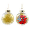 Transparent Christmas tree ball ornament with gold filling 8cm