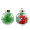 Transparent Christmas tree ball ornament with green filling 8cm