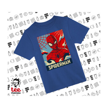 Spiderman kid, Παιδικό T-Shirt ΜΠΛΕ από 100% βαμβάκι, για κάθε μέρα. Vegan & OEKO-TEX πιστοποιημένο.
