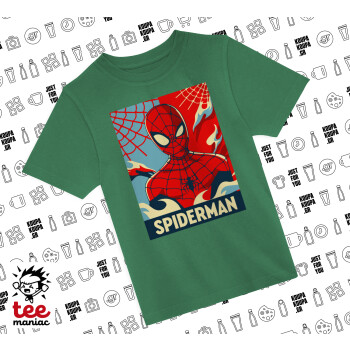 Spiderman kid, Άνετο παιδικό T-Shirt ΠΡΑΣΙΝΟ από 100% βαμβάκι, για κάθε μέρα. Vegan & OEKO-TEX πιστοποιημένο.
