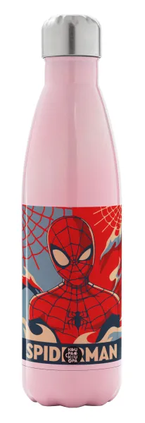 Spiderman kid — Metal mug thermos Pink Iridiscent (Stainless steel), double wall, 500ml