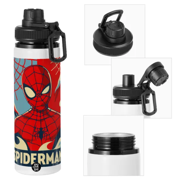 Spiderman kid — Μεταλλικό παγούρι νερού με καπάκι ασφαλείας, αλουμινίου 850ml