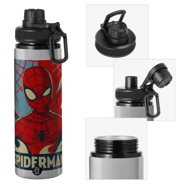 Spiderman kid — Μεταλλικό παγούρι νερού με καπάκι ασφαλείας, αλουμινίου 850ml