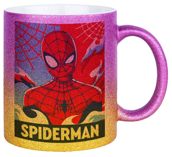 Spiderman kid — Κούπα Χρυσή/Ροζ Glitter, κεραμική, 330ml