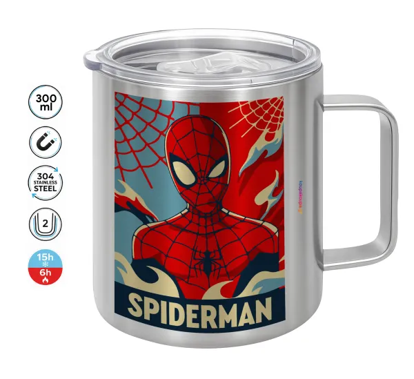 Spiderman kid — Double-walled stainless steel mug 300ml with temperature-retaining lid