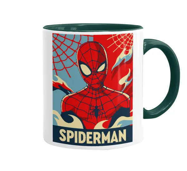 Spiderman kid — Κούπα χρωματιστή πράσινη, κεραμική, 330ml