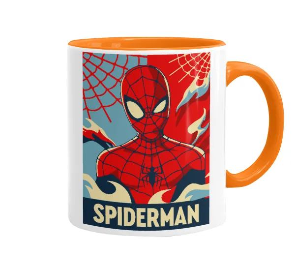 Spiderman kid — Κούπα χρωματιστή πορτοκαλί, κεραμική, 330ml