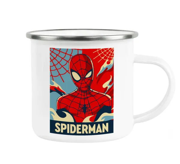 Spiderman kid — Metallic enamel cup white 360ml
