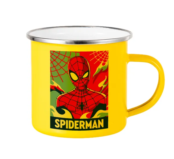 Spiderman kid — Yellow Enamel Metallic Cup 360ml