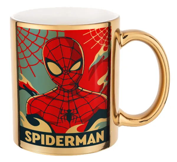 Spiderman kid — Κούπα κεραμική, χρυσή καθρέπτης, 330ml