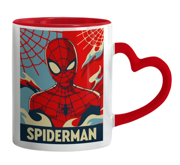 Spiderman kid — Κούπα καρδιά χερούλι κόκκινη, κεραμική, 330ml