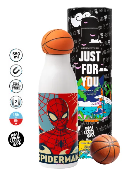 Spiderman kid — Μπάλα μπάσκετ μεταλλικό παγούρι θερμός, διπλού τοιχώματος, 550ml
