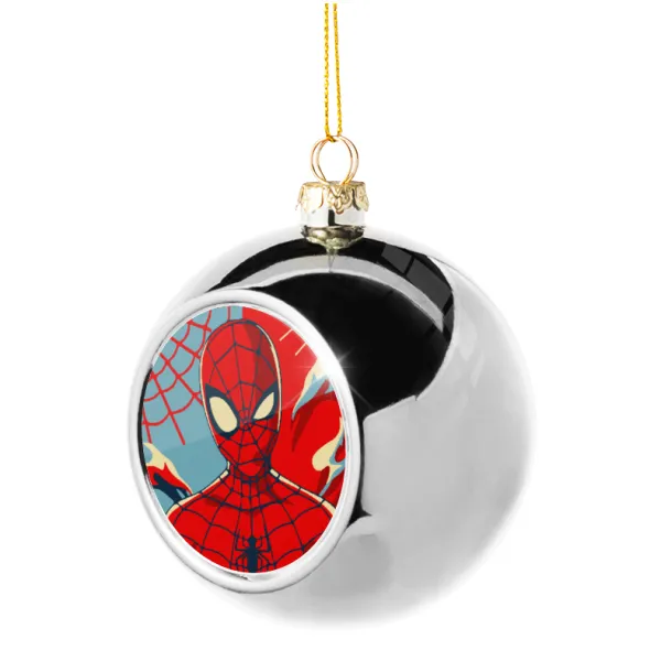 Spiderman kid — Στολίδι Χριστουγεννιάτικη μπάλα δένδρου Ασημένια 8cm