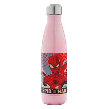 Spiderman kid, Metal mug thermos Pink Iridiscent (Stainless steel), double wall, 500ml