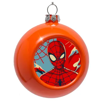 Spiderman kid, Στολίδι Χριστουγεννιάτικη μπάλα δένδρου Πορτοκαλί 8cm