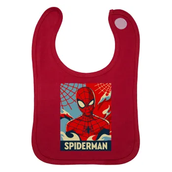 Spiderman kid, Σαλιάρα με Σκρατς Κόκκινη 100% Organic Cotton (0-18 months)