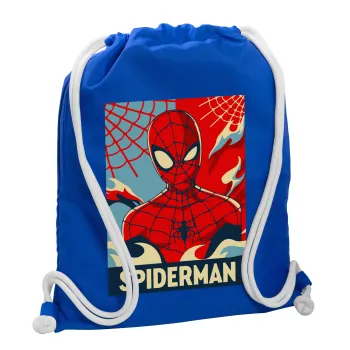 Spiderman kid, Τσάντα πλάτης πουγκί GYMBAG Μπλε, με τσέπη (40x48cm) & χονδρά κορδόνια