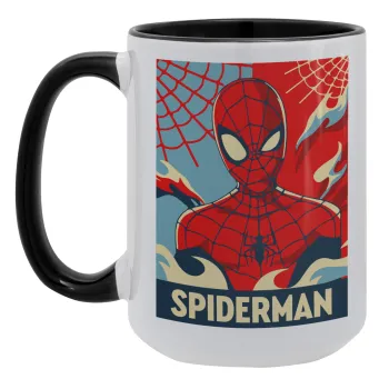 Spiderman kid, Κούπα Mega 15oz, κεραμική Μαύρη, 450ml