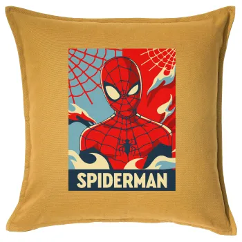 Spiderman kid, Μαξιλάρι καναπέ Κίτρινο 100% βαμβάκι, περιέχεται το γέμισμα (50x50cm)