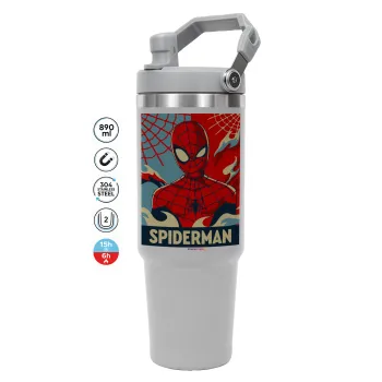 Spiderman kid, ΓΚΡΙ χρώματος Θερμός Ανοξείδωτο 890ml (30oz) με χερούλι